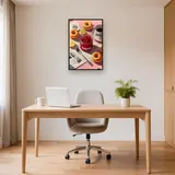 Hausgemachte Erdbeermarmelade, Donuts und Kaffee Diamantmalerei – Büro