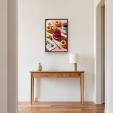 Hausgemachte Erdbeermarmelade, Donuts und Kaffee Diamantmalerei – Flur