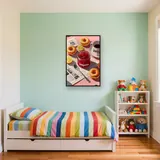Hausgemachte Erdbeermarmelade, Donuts und Kaffee Diamantmalerei – Kinderzimmer