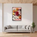 Hausgemachte Erdbeermarmelade, Donuts und Kaffee Diamantmalerei – Wohnzimmer