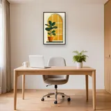 Minimalistische groene plant voor het raam Diamond Painting – Kantoor