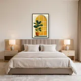 Minimalistische groene plant voor het raam Diamond Painting – Slaapkamer
