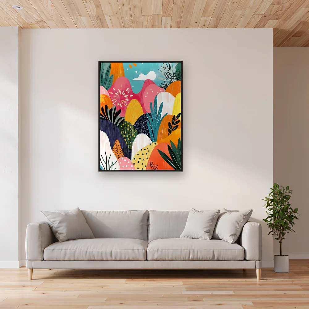 Abstract landschap van gekleurde heuvels Diamond Painting – Woonkamer
