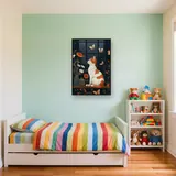 Weißer und rötlicher Kater beobachtet die Nacht am Fenster – Diamond Painting – Kinderzimmer