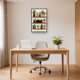 Gatto nero addormentato su mensola di libri e cactus Diamond Painting – Studio
