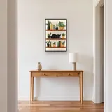 Gatto nero addormentato su mensola di libri e cactus Diamond Painting – Ingresso