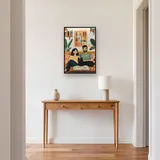 Coppia che legge un libro con il suo gatto nero sul divano Diamond Painting – Ingresso
