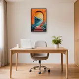 Arco arancione vista mare e montagna al tramonto - Diamond Painting – Studio