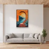 Arco arancione vista mare e montagna al tramonto - Diamond Painting – Soggiorno