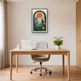 Sagoma di gatto nero in un arco tropicale - Diamond Painting – Studio