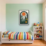 Sagoma di gatto nero in un arco tropicale - Diamond Painting – Cameretta