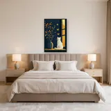 Gatto bianco alla finestra davanti al tramonto - Diamond Painting – Camera