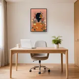 Donna di spalle con maglione arancione e fiori tra i capelli Diamond Painting – Studio