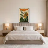 Abstracte bladeren en zon in boho-stijl Diamond Painting – Slaapkamer