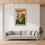 Abstracte bladeren en zon in boho-stijl Diamond Painting – Woonkamer