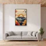 Der Fuji und der leuchtende Herbstwald Diamond Painting – Wohnzimmer