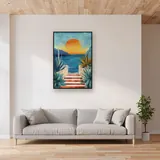 Scalinata di marmo davanti al mare al tramonto Diamond Painting – Soggiorno