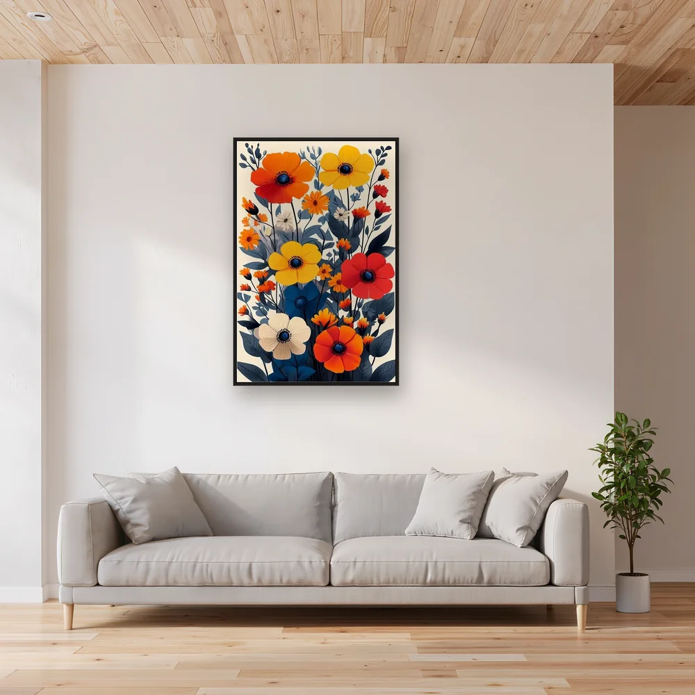 Motivo di papaveri e anemoni colorati - Diamond Painting – Soggiorno