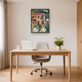 Casa rosa e fogliame tropicale Diamond Painting – Studio