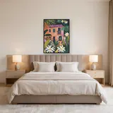 Casa rosa e fogliame tropicale Diamond Painting – Camera