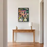 Casa rosa e fogliame tropicale Diamond Painting – Ingresso