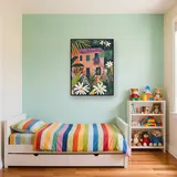 Casa rosa e fogliame tropicale Diamond Painting – Cameretta