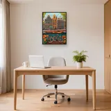 Oranje fiets aan de Amsterdamse grachten Diamond Painting – Kantoor