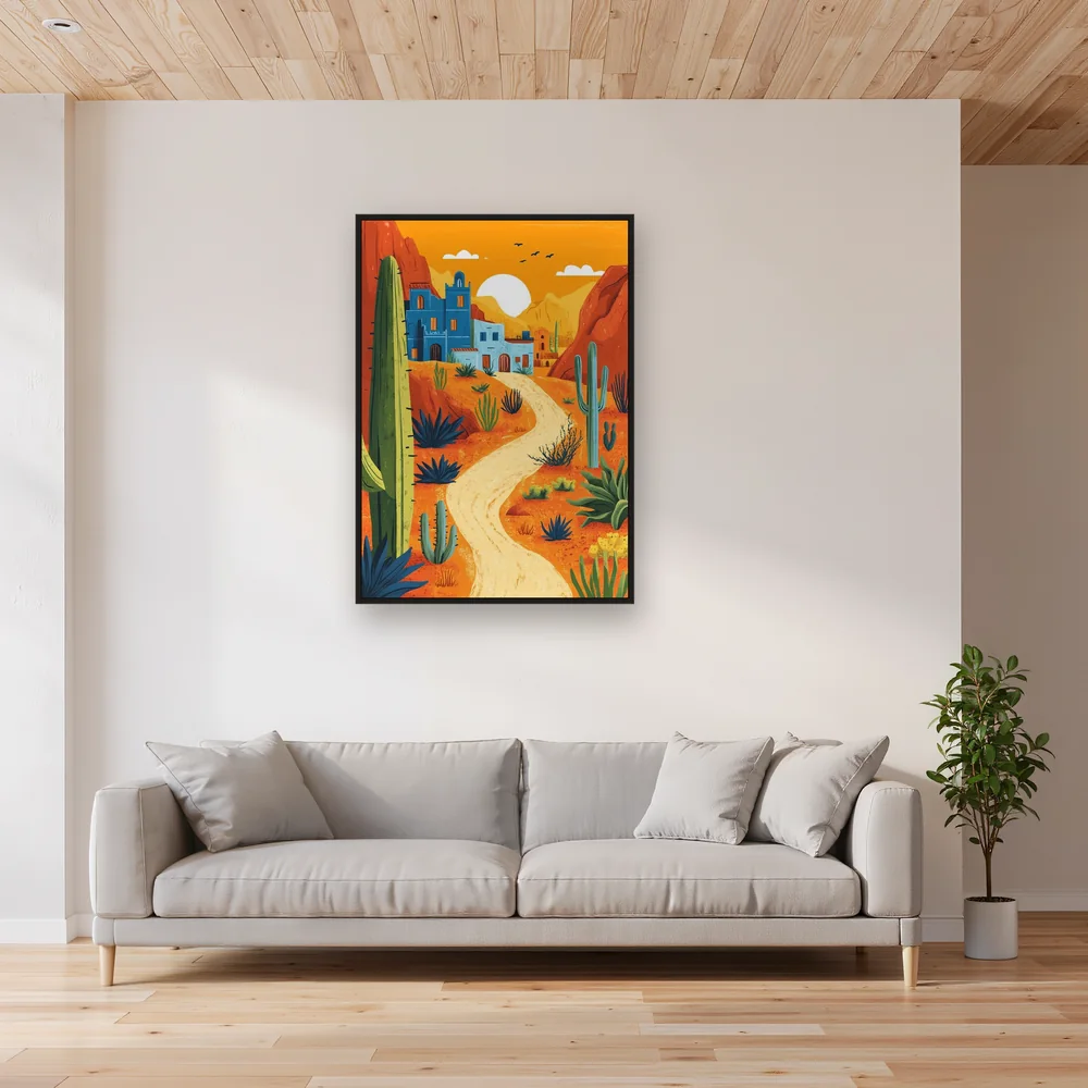 Sentiero del deserto verso il villaggio blu Diamond Painting – Soggiorno