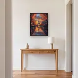Torre Eiffel sotto la pioggia autunnale al tramonto Diamond Painting – Ingresso