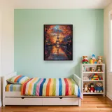 Torre Eiffel sotto la pioggia autunnale al tramonto Diamond Painting – Cameretta