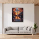 Torre Eiffel sotto la pioggia autunnale al tramonto Diamond Painting – Soggiorno