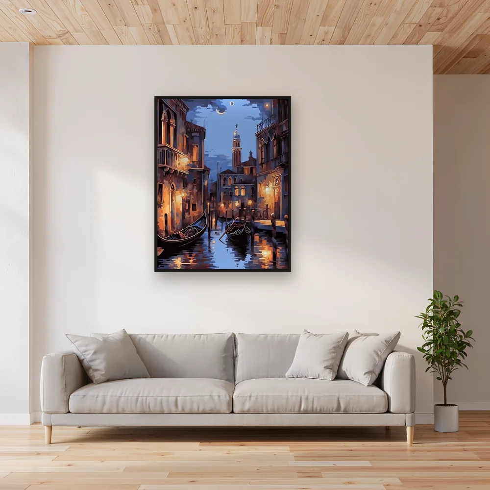 Gondole sui Canali di Venezia di Notte - Diamond Painting – Soggiorno