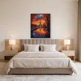 Riflesso della Torre Eiffel sotto il cielo fiammeggiante d'autunno Diamond Painting – Camera
