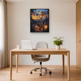 Mongolfiere su un borgo medievale al tramonto - Diamond Painting – Studio