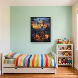 Mongolfiere su un borgo medievale al tramonto - Diamond Painting – Cameretta