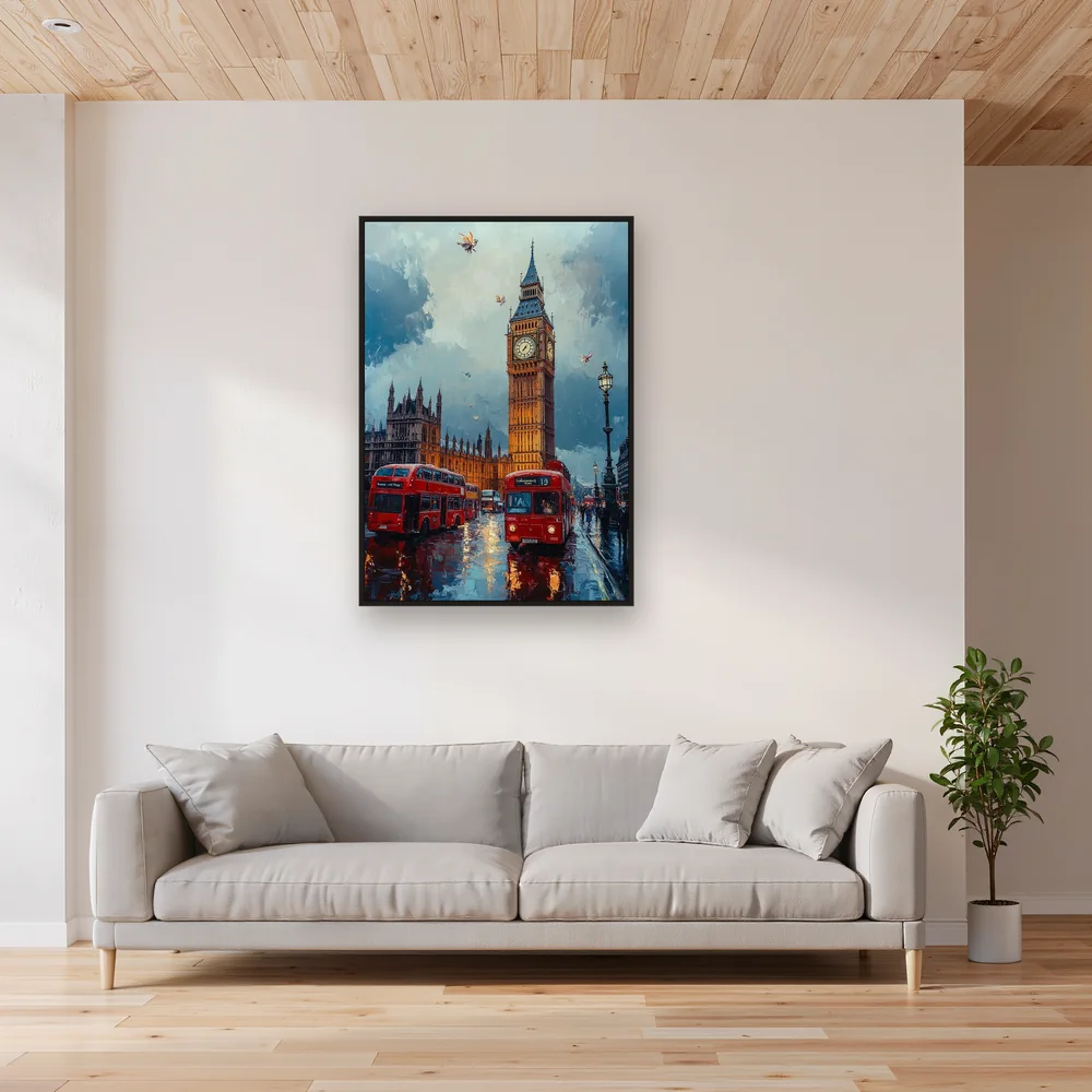 Luci del Big Ben e autobus rossi londinesi Diamond Painting – Soggiorno