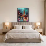 Ponte di Westminster, Big Ben e autobus rosso al crepuscolo - Diamond Painting – Camera