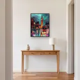 Ponte di Westminster, Big Ben e autobus rosso al crepuscolo - Diamond Painting – Ingresso