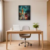 Big Ben illuminato e bus a due piani rosso notte Diamond Painting – Studio