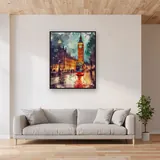 Big Ben und roter Bus in London – Diamond Painting – Wohnzimmer