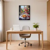 Bouquet of Fresh Flowers and Fruits in Diamond Painting – Office