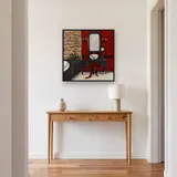 Red and Black Elegance: Luxurious Diamond Painting Bathroom – Hallway