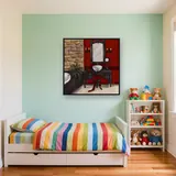 Red and Black Elegance: Luxurious Diamond Painting Bathroom – Kids room