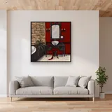 Red and Black Elegance: Luxurious Diamond Painting Bathroom – Living room