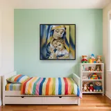 Virgin Mary in Golden Veil and Baby Jesus – Kids room