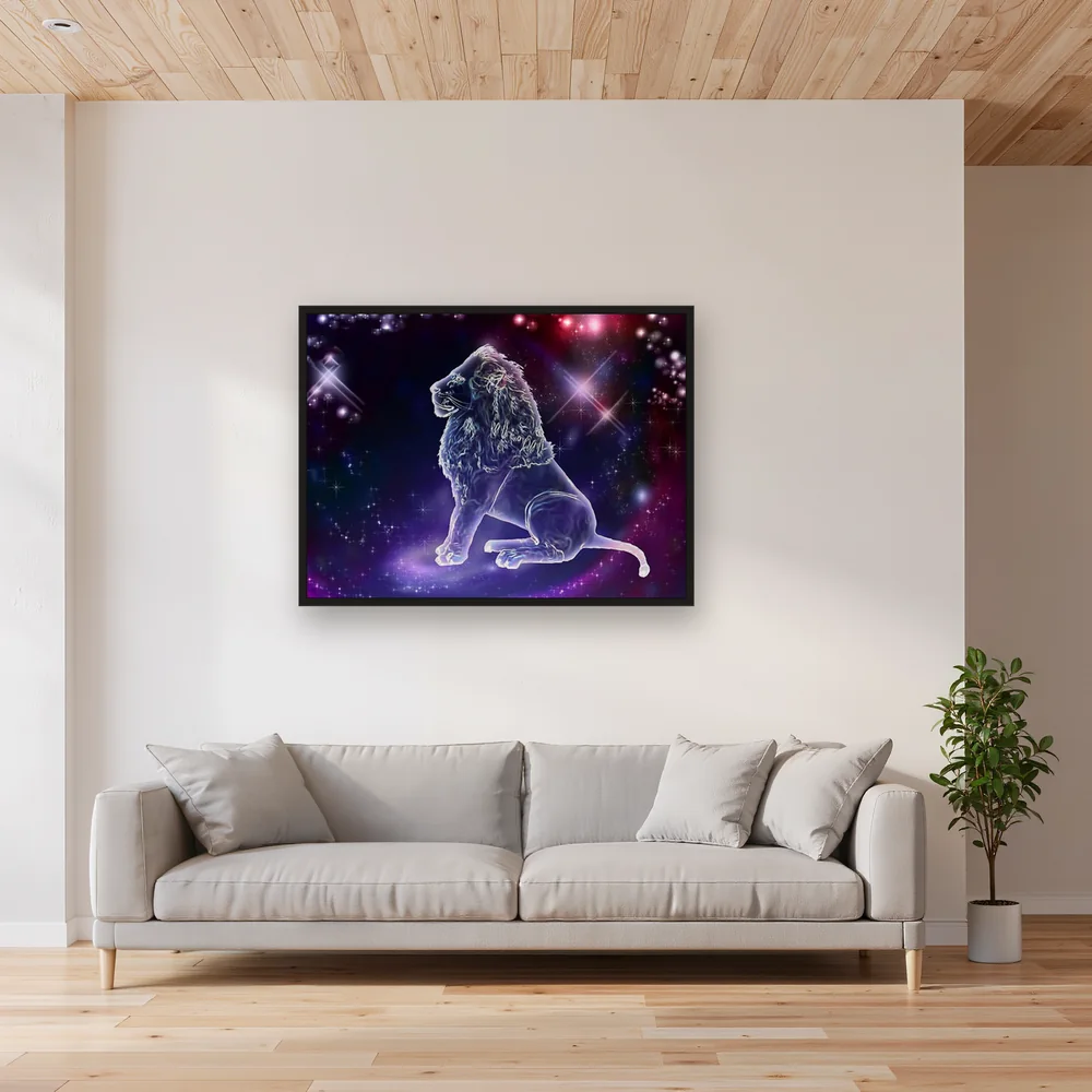 Lion of Light: Royal Constellation Diamond Painting – Living room