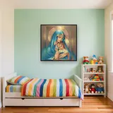 Turquoise Blue Virgin Mary and Baby Jesus – Kids room