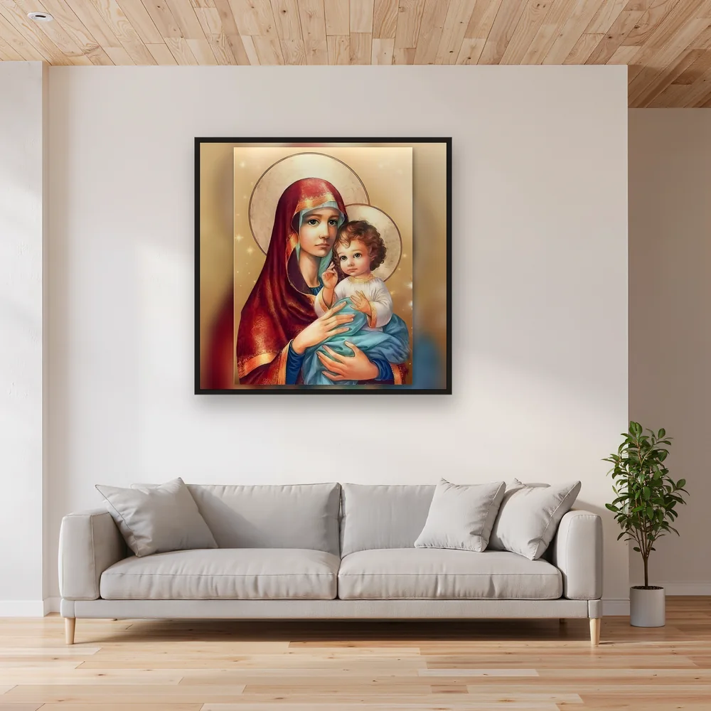 Red Virgin Mary and Baby Jesus – Living room