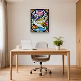 Cygne Doré aux Lotus Vitrail – Bureau