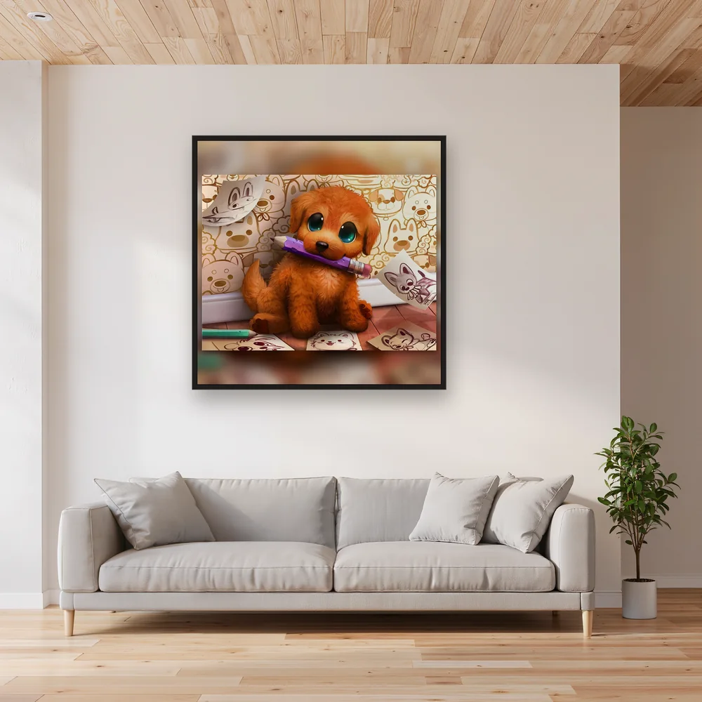 Chiot Artiste aux Yeux de Rêve – Salon